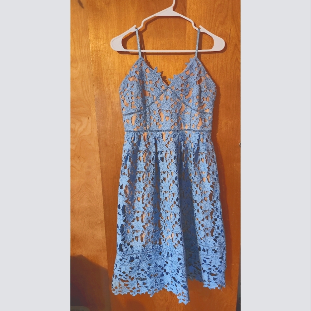 Light Blue Crochet Sleeveless Dress Size L
